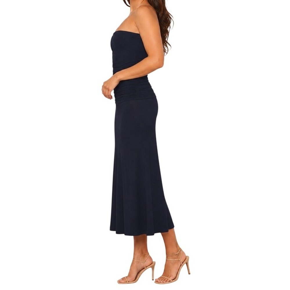 NWT OGL Eco-SkinKiss Matte Rib Tube Top & Mermaid Midi Skirt Set Midnight Navy L - Picture 3 of 16